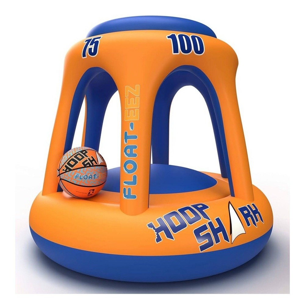 Swimming Pool Basketball Hoop Set by Hoop‎ Shark - Orange/Blue - Inflatable Ho